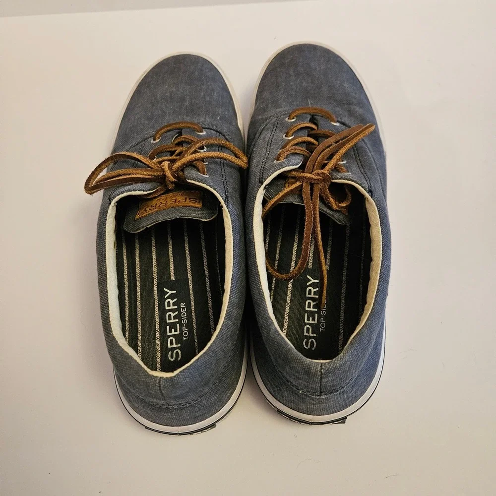 Sperry Top-Sider Striper II CVO Men Navy Blue Canvas Sneakers STS16797 Size 10.5